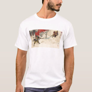 T-shirts Combate do samurai na neve cerca de 1890