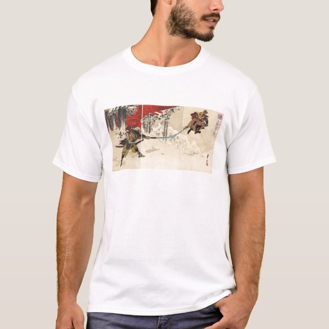T-shirts Combate do samurai na neve cerca de 1890 (Frente)