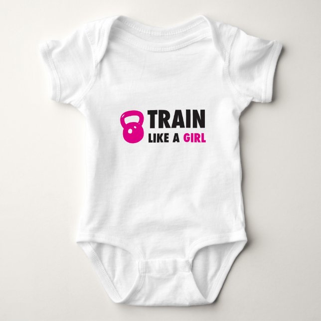 T-shirts Comboio Como Uma Rapariga Com Kettlebell (Frente)