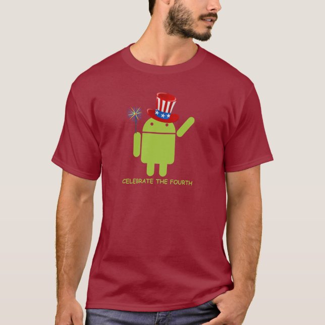 T-shirts Comemore o quarto (inseto Droid do Android) (Frente)