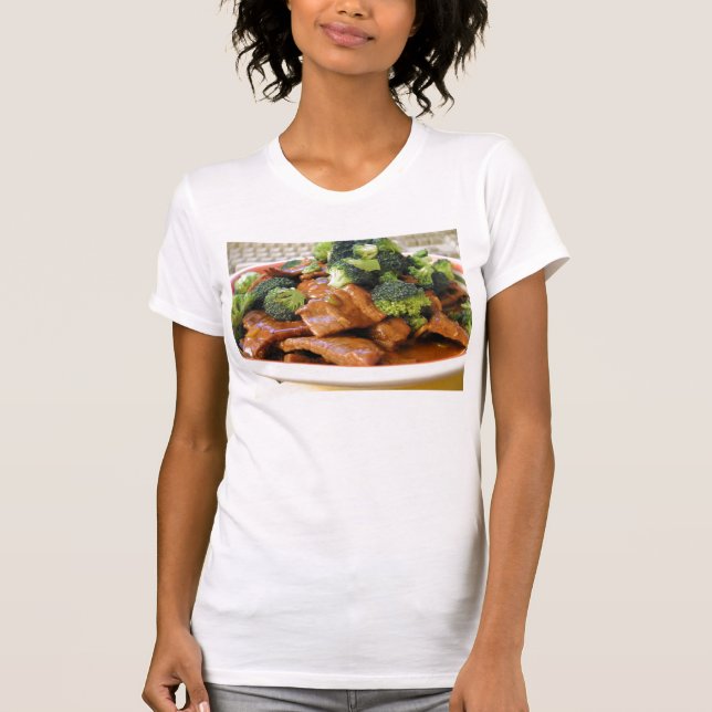 T-shirts Comensal da comida dos brócolos da carne de (Frente)