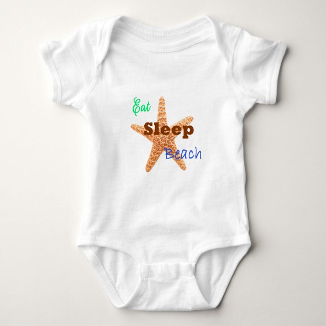 T-shirts Comer Dormir Praia - Bebê Um mais (Frente)
