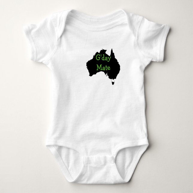 T-shirts Companheiro australiano de G'Day do Romper do bebê (Frente)