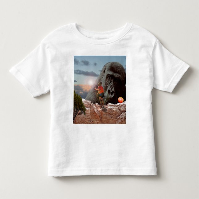T-shirts Compartilhando Uma Maçã Com Um Gorila, (Frente)