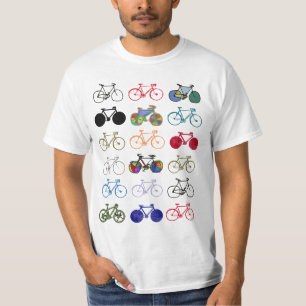 T-shirts composição de bicicletas coloridas