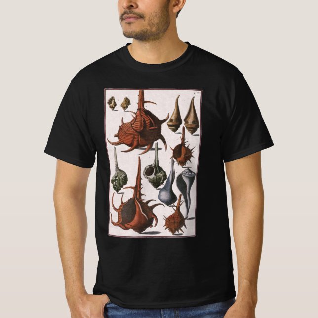 T-shirts Conchas, Conchas Antigas, Vida Marinha do Oceano (Frente)