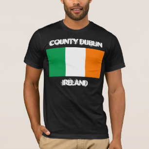 T-shirts Condado Dublin, Ireland com bandeira irlandesa