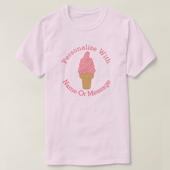 T-shirts Cone de Sorvete rosa PERSONALIZADO (Frente do Design)