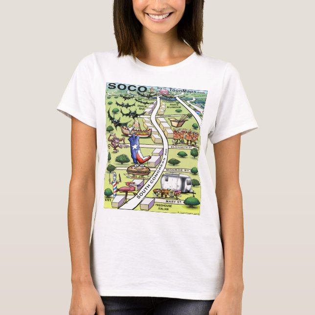 T-shirts Congresso do Sul Ave Mapa de Cartoons ATX (Frente)