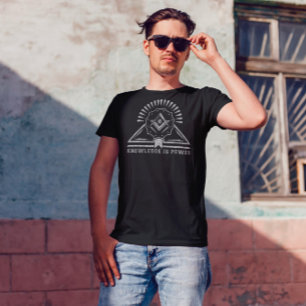 T-shirts Conhecimento é Design Geométrico da Largura Branca