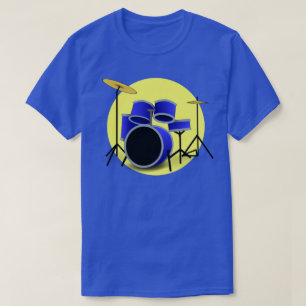 T-SHIRTS CONJUNTO DE TAMBOR AZUL CRIATIVO E CÍRCULO AMAREL