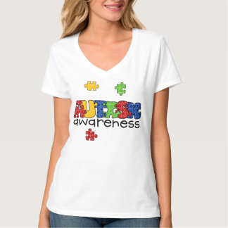 T-shirts Consciência Autismo V-Neck