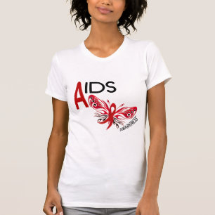T-shirts Consciência da borboleta 3 do AIDS/HIV