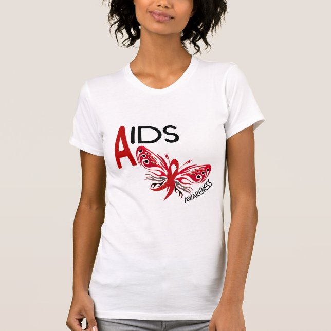 T-shirts Consciência da borboleta 3 do AIDS/HIV (Frente)