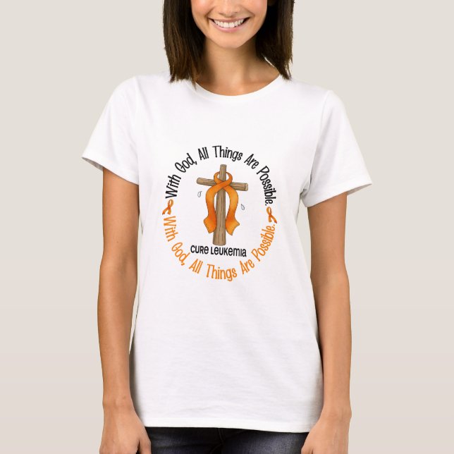 T-shirts Consciência da leucemia COM CRUZ do DEUS (Frente)