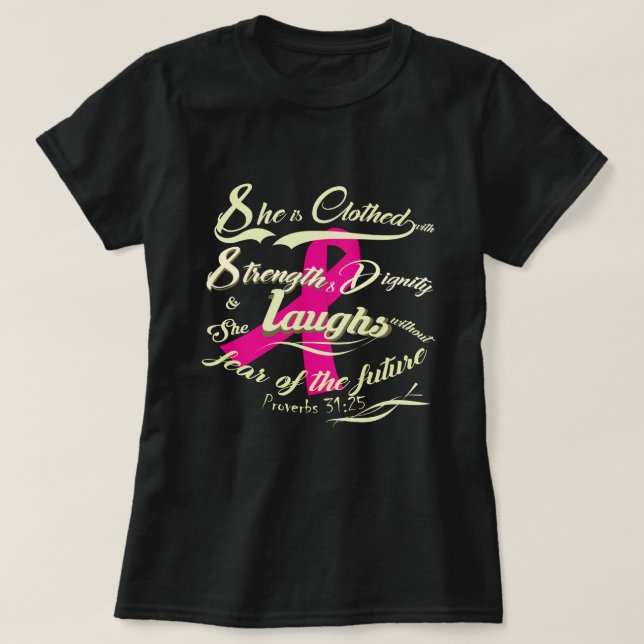 T-shirts Consciência do Cancer Mama sem rosto (Frente do Design)