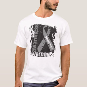 T-shirts Consciência do cancro cerebral do Grunge