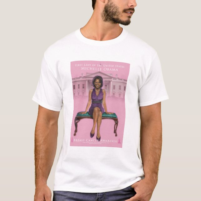 T-SHIRTS CONSCIÊNCIA DO CANCRO DA MAMA DE MICHELLE OBAMA (Frente)