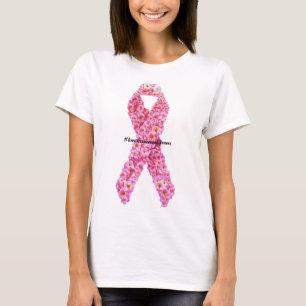 T-shirts #conscienciacancerdemama Laço Rosa de Flores de Ap