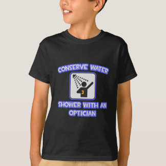 T-shirts Conservar água. Chá com um óptico