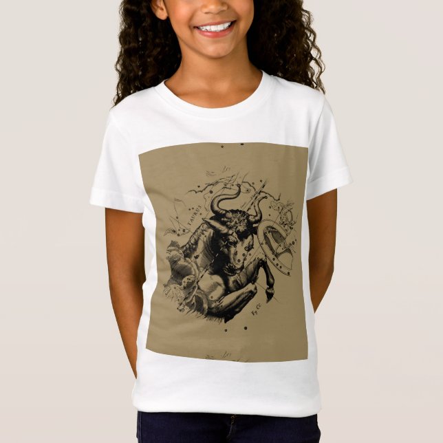 T-shirts Constelação Taurus Zodiac Hevelius 1690 em Taupe (Frente)