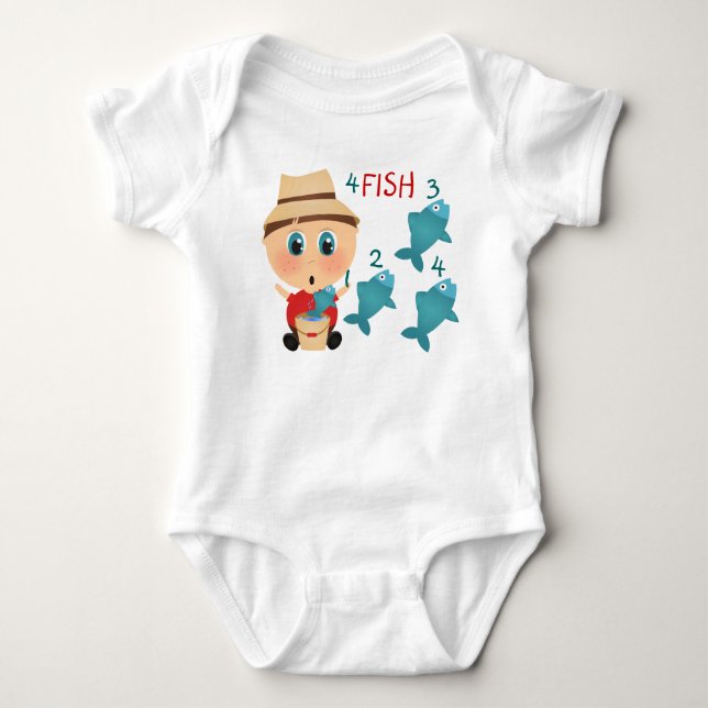 T-shirts Contagem de Peixe, Bebê (Frente)