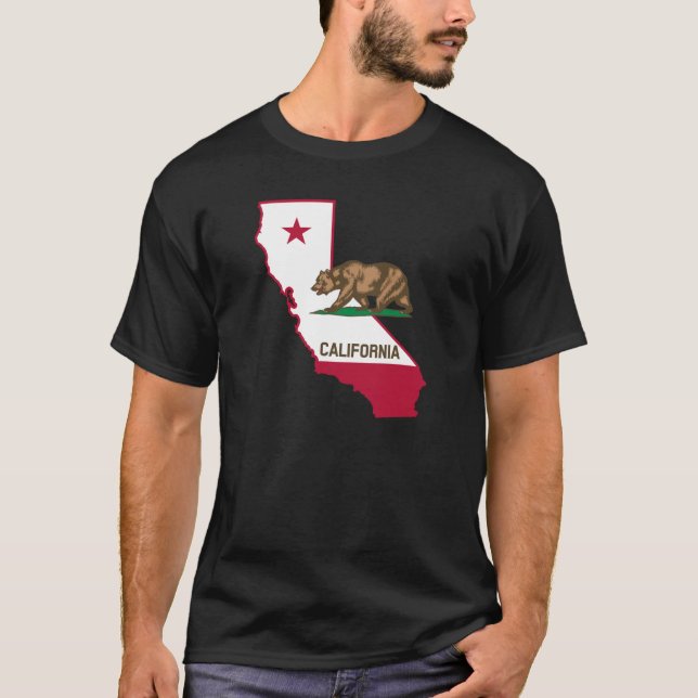 T-shirts Contorno da Califórnia e Sinalizador (Frente)