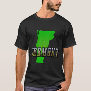 T-shirts Contorno do Mapa Vermont e Texto da Imagem