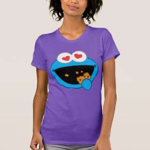 T-shirts Cookie Sorrindo Rosto com Olhos em Forma de Coraçã