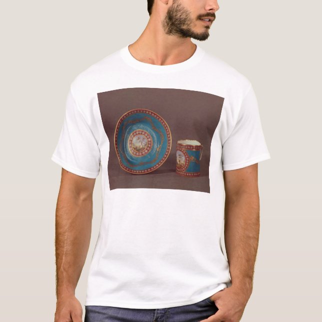 T-shirts Copo de café do celeste do azul de Sevres e pires, (Frente)