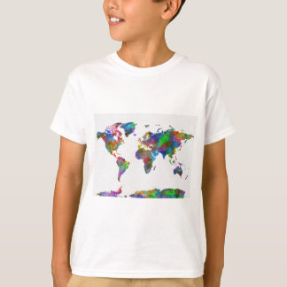 T-shirts cor da água do mapa mundial