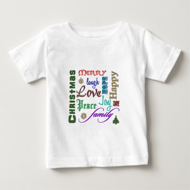 T-shirts Cor da Imagem da Palavra de Natal (Frente)
