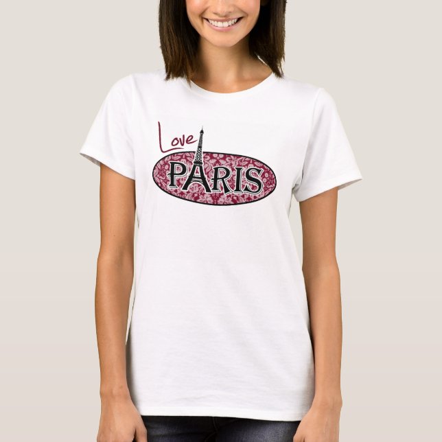T-shirts Cor damasco de Borgonha; Paris (Frente)