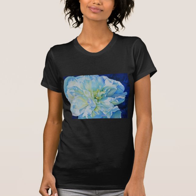 T-shirts Cor de água floral azul Elegante (Frente)