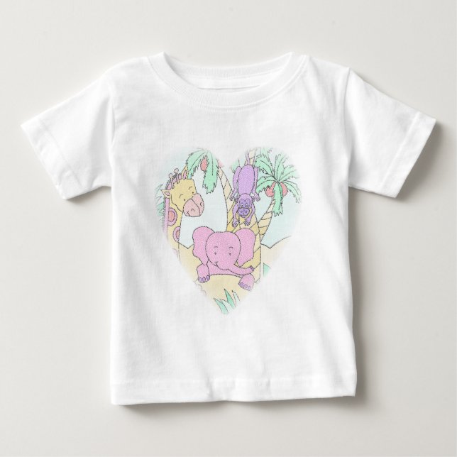 T-shirts Coração 2 para Bebê Selvagem (Frente)