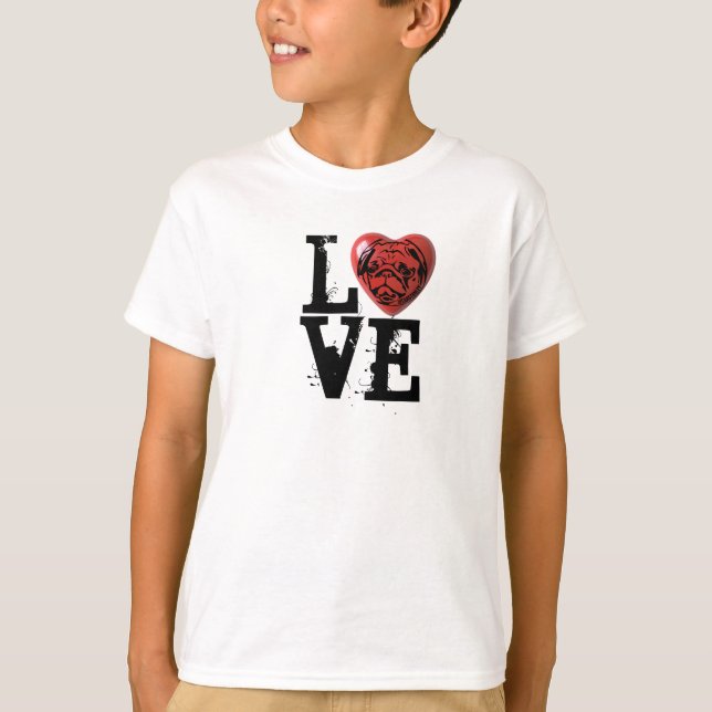 T-shirts Coração 3 dos pugs do AMOR (Frente)