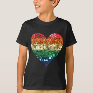 T-shirts coração arco-íris lgbt