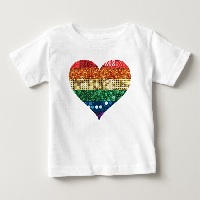 T-shirts coração arco-íris lgbt (Frente)