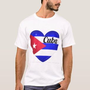 T-shirts Coração Bandeira de Cuba