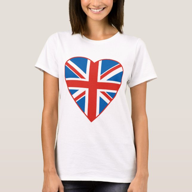 T-shirts Coração britânico da bandeira (Frente)