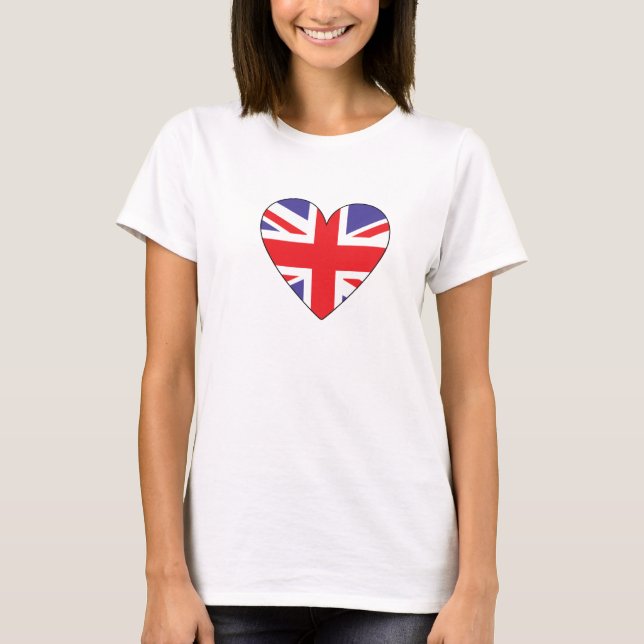 T-shirts Coração britânico da bandeira (Frente)
