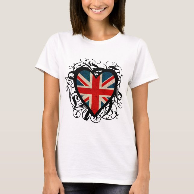 T-shirts Coração britânico decorativo (Frente)