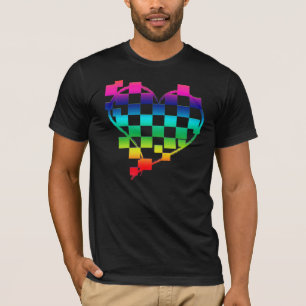 T-shirts coração checkered. v1.