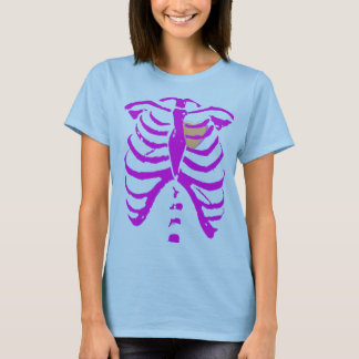 T-shirts coração cor-de-rosa/roxo 3 da caixa torácica com