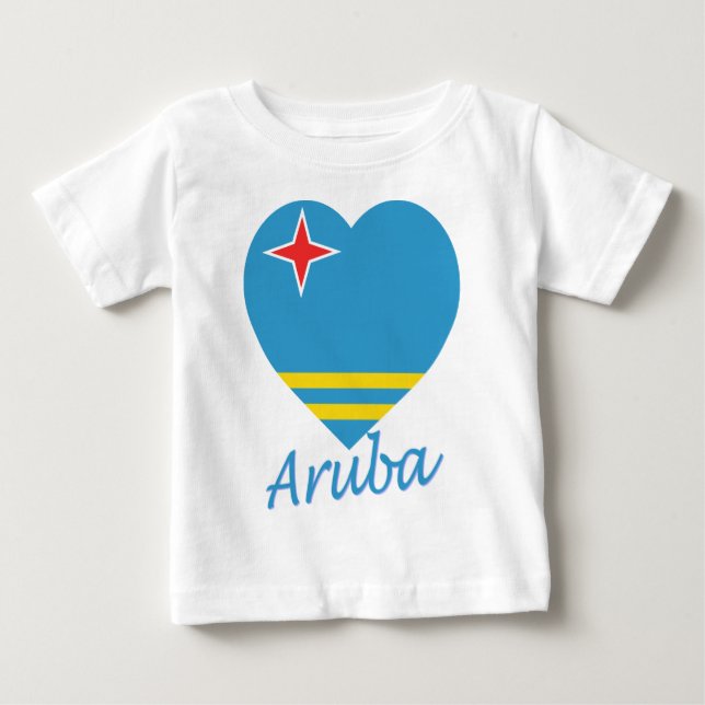 T-shirts Coração da bandeira de Aruba (Frente)