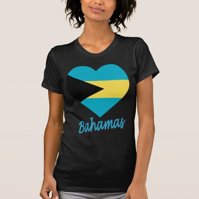 T-shirts Coração da bandeira de Bahamas (Frente)