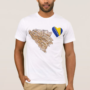 T-shirts Coração da bandeira de Bósnia - de Herzegovina 