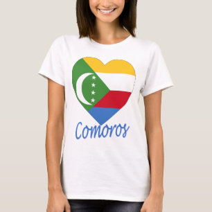 T-shirts Coração da bandeira de Cômoros