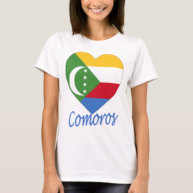 T-shirts Coração da bandeira de Cômoros (Frente)
