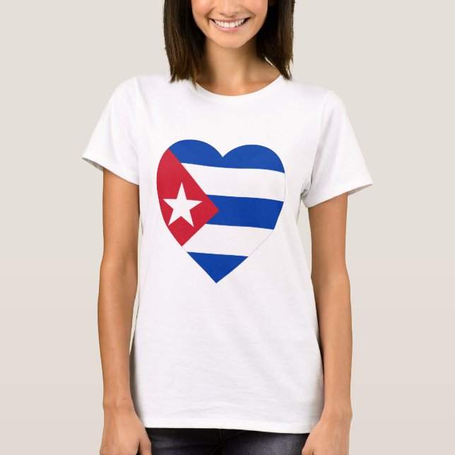 T-shirts Coração da bandeira de Cuba (Frente)